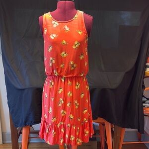 Floral Sleeveless Orange Dress